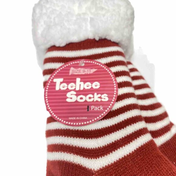 Cozy Reading Warm Long Slipper Style Socks With Grips On Bottom New Women’s - Picture 2 of 6